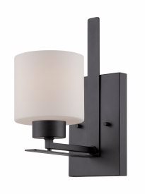 Nuvo Lighting-60/5301-Parallel-One Light-Vanity-5 Inches Wide by 12.5 Inches High   Aged Bronze Finish with Etched Opal Glass