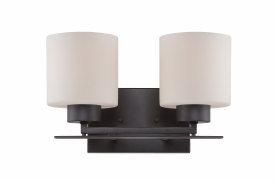 Nuvo Lighting-60/5302-Parallel-Two Light-Vanity-13 Inches Wide by 7.75 Inches High   Aged Bronze Finish with Etched Opal Glass