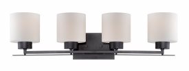 Nuvo Lighting-60/5304-Parallel - Four Light - Vanity   Aged Bronze Finish with Etched Opal Glass