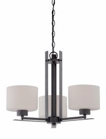Nuvo Lighting-60/5306-Parallel-Three Light-Chandelier-23 Inches Wide by 17.25 Inches High   Aged Bronze Finish with Etched Opal Glass