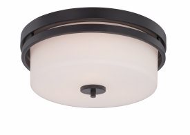 Nuvo Lighting-60/5307-Parallel-Three Light-Flush Mount-15 Inches Wide by 6.5 Inches High   Aged Bronze Finish with Satin White Glass