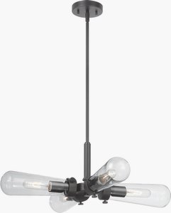 Nuvo Lighting-60/5364-Beaker-Four Light Pendant-26 Inches Wide by 48 Inches High   Aged Bronze Finish with Clear Glass