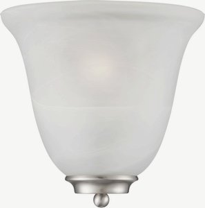 Nuvo Lighting-60/5376-Empire-One Light Wall Sconce-10 Inches Wide by 9.63 Inches High   Brushed Nickel Finish with Alabaster Glass