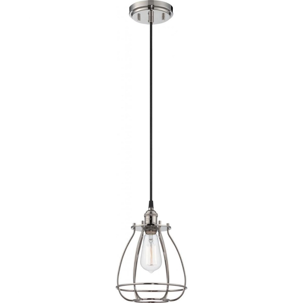 Nuvo Lighting-60/5401-Vintage-One Light Caged Pendant-7.38 Inches Wide by 10.75 Inches High   Polished Nickel Finish