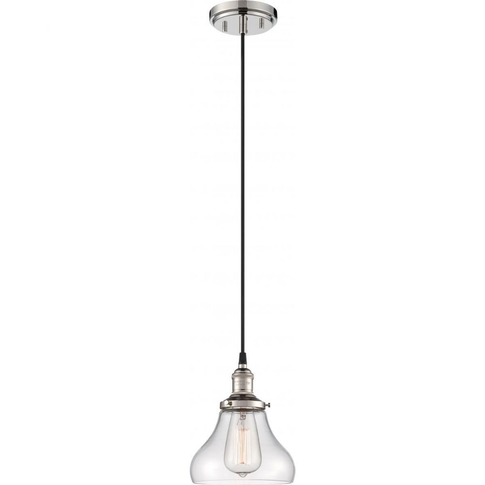 Nuvo Lighting-60/5403-Vintage-One Light Pendant-7 Inches Wide by 8.63 Inches High   Polished Nickel Finish with Clear Glass