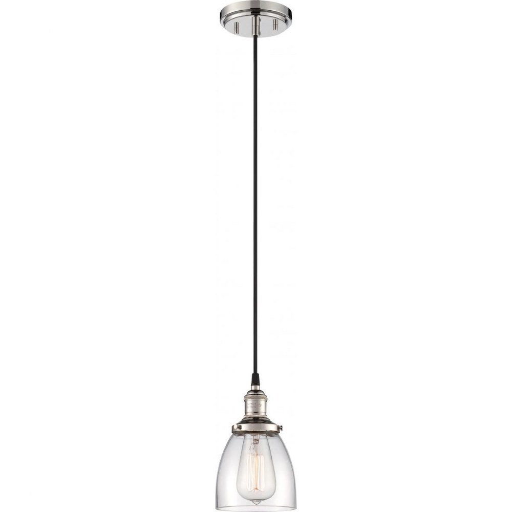 Nuvo Lighting-60/5404-Vintage-One Light Pendant-5.13 Inches Wide by 8.63 Inches High   Polished Nickel Finish with Clear Glass