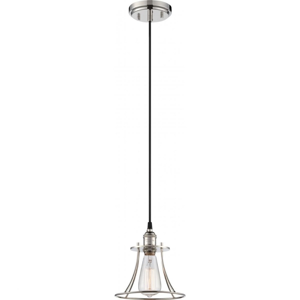 Nuvo Lighting-60/5411-Vintage-One Light Caged Pendant-7.75 Inches Wide by 8.25 Inches High   Polished Nickel Finish