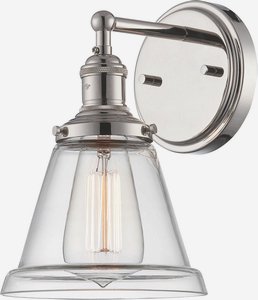 Nuvo Lighting-60/5412-Vintage-One Light Wall Sconce-6.5 Inches Wide by 9.75 Inches High   Polished Nickel Finish with Clear Glass