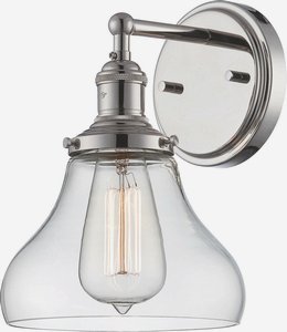 Nuvo Lighting-60/5413-Vintage-One Light Wall Sconce-7 Inches Wide by 9.75 Inches High   Polished Nickel Finish with Clear Glass