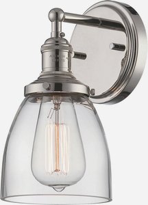 Nuvo Lighting-60/5414-Vintage-One Light Wall Sconce-5.13 Inches Wide by 9.75 Inches High   Polished Nickel Finish with Clear Glass