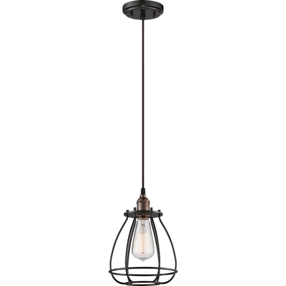 Nuvo Lighting-60/5501-Vintage-One Light Caged Pendant-7.38 Inches Wide by 10.75 Inches High   Rustic Bronze Finish