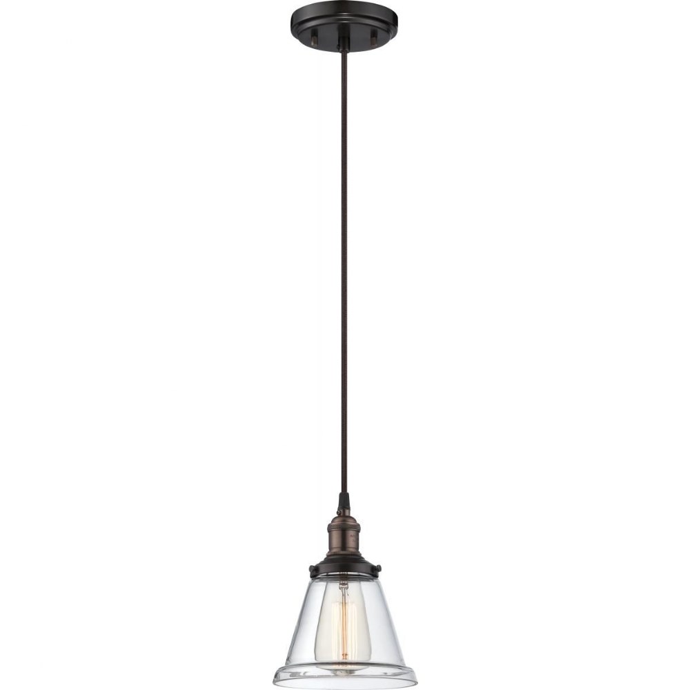 Nuvo Lighting-60/5502-Vintage-One Light Pendant-6.5 Inches Wide by 8.63 Inches High   Rustic Bronze Finish with Clear Glass