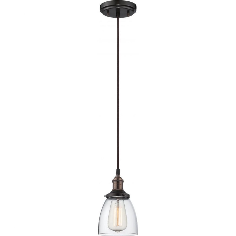 Nuvo Lighting-60/5504-Vintage-One Light Pendant-5.13 Inches Wide by 8.63 Inches High   Rustic Bronze Finish with Clear Glass