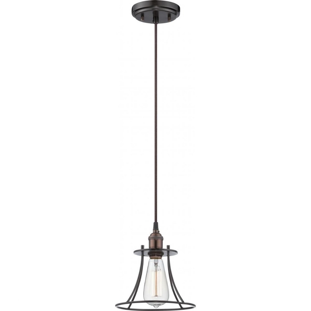 Nuvo Lighting-60/5511-Vintage-One Light Caged Pendant-7.75 Inches Wide by 8.25 Inches High   Rustic Bronze Finish