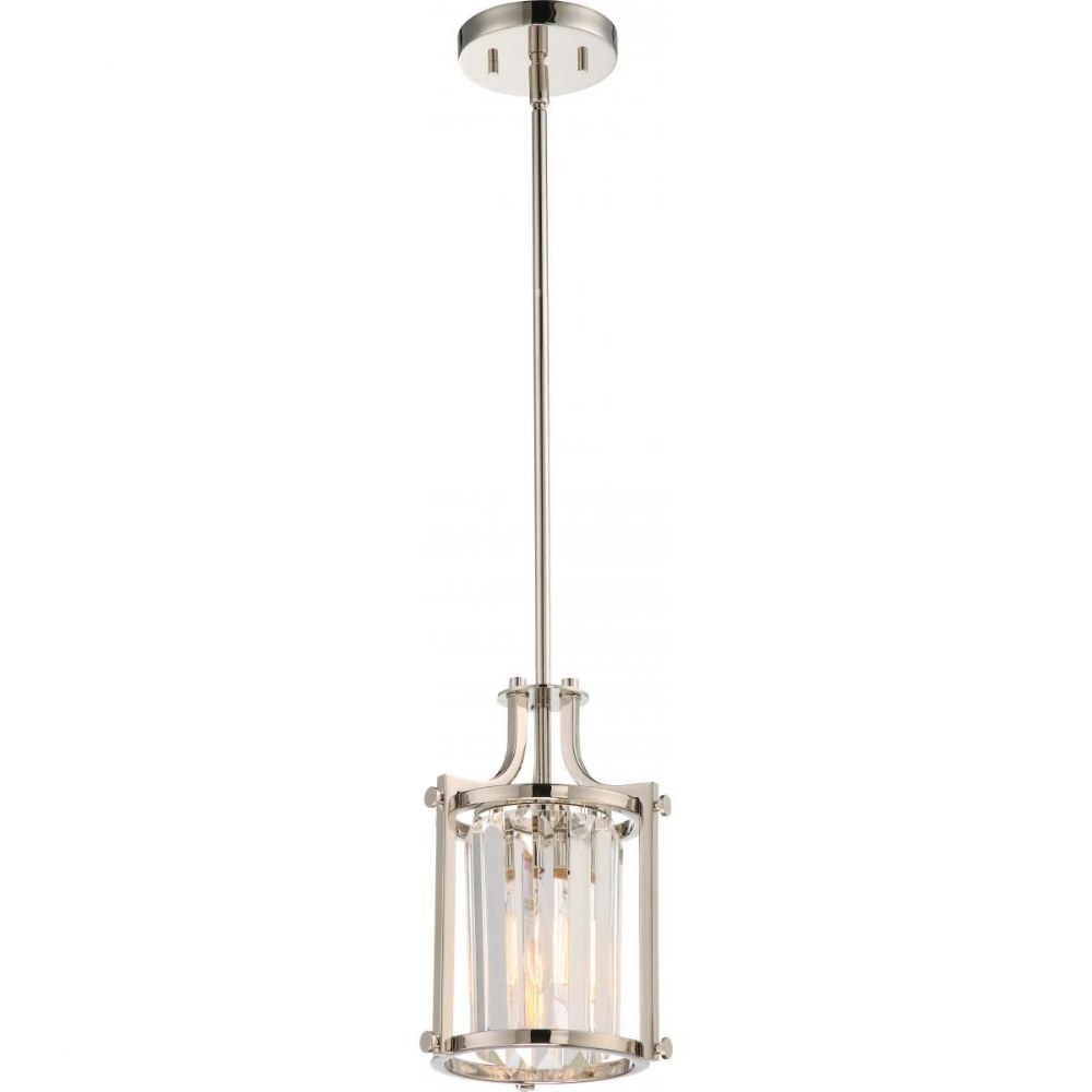 Nuvo Lighting-60/5764-Krys-One Light Mini-Pendant-7.88 Inches Wide by 50.25 Inches High Polished Nickel  Aged Bronze Finish with Clear Crystal Prisms Glass