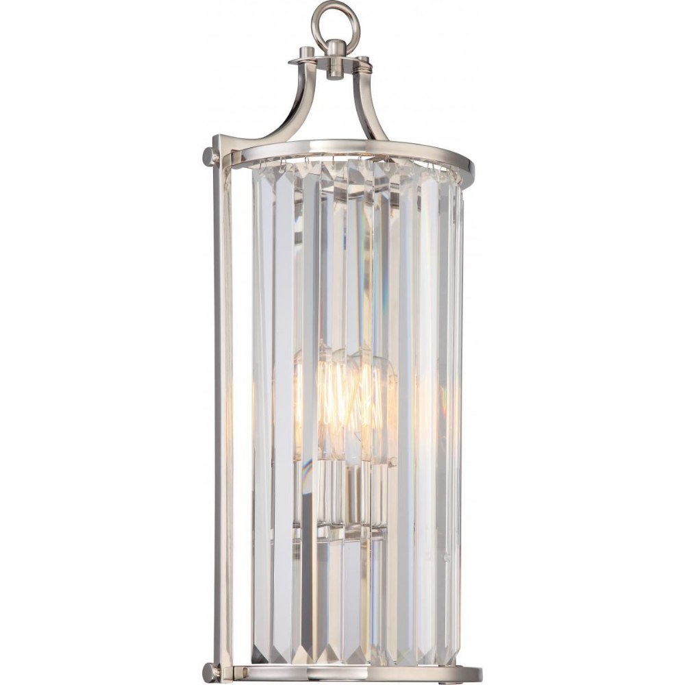 Nuvo Lighting-60/5767-Krys-One Light Long Wall Sconce-10.25 Inches Wide by 22.75 Inches High Polished Nickel  Aged Bronze Finish with Clear Crystal Prisms Glass