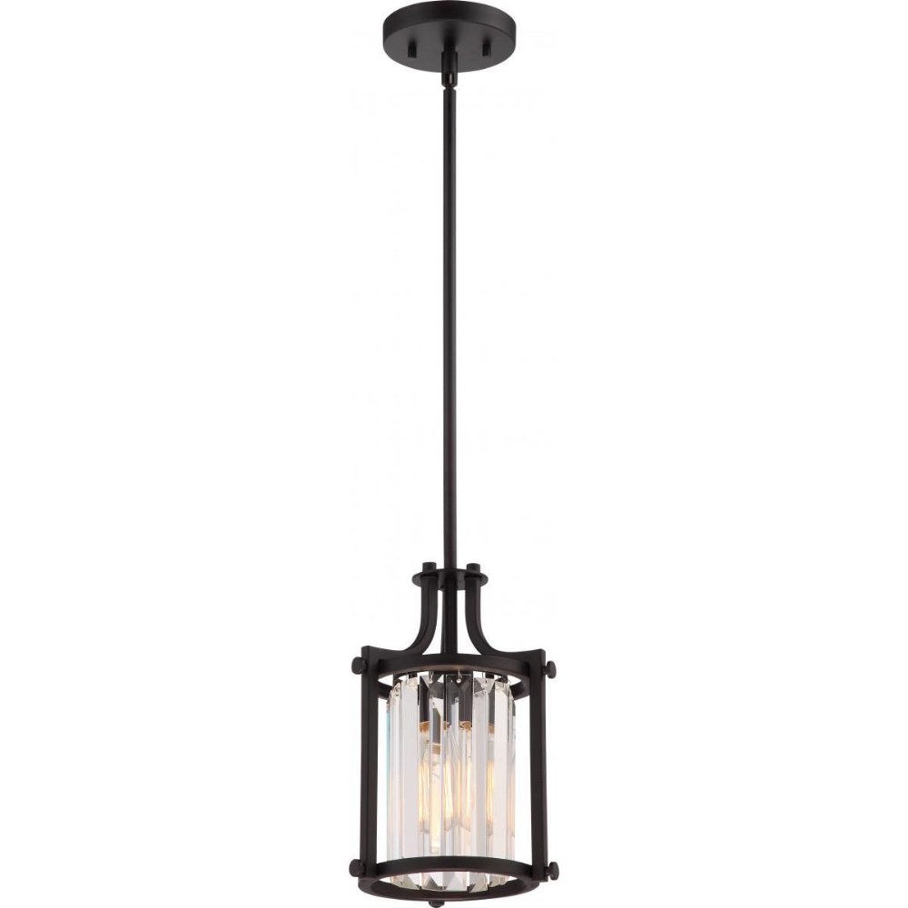 Nuvo Lighting-60/5774-Krys-One Light Mini-Pendant-7.88 Inches Wide by 50.25 Inches High Aged Bronze  Aged Bronze Finish with Clear Crystal Prisms Glass