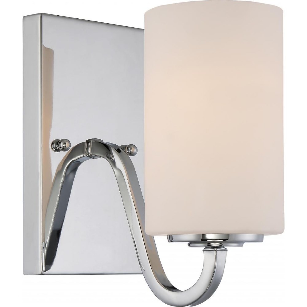 Nuvo Lighting-60/5801-Willow-One Light Wall Sconce-4.38 Inches Wide by 8.63 Inches High Polished Nickel  Forest Bronze Finish with White Glass