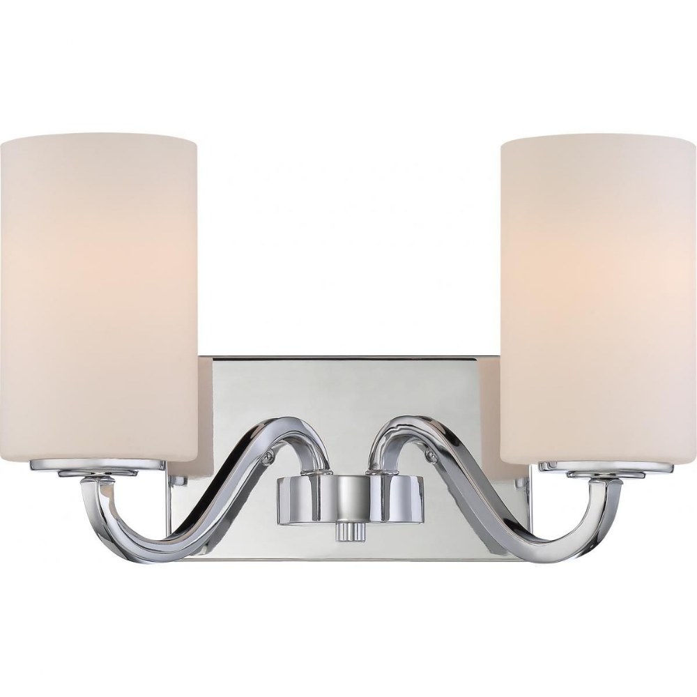 Nuvo Lighting-60/5802-Willow-Two Light Bath Vantity-14 Inches Wide by 8 Inches High Polished Nickel  Forest Bronze Finish with White Glass