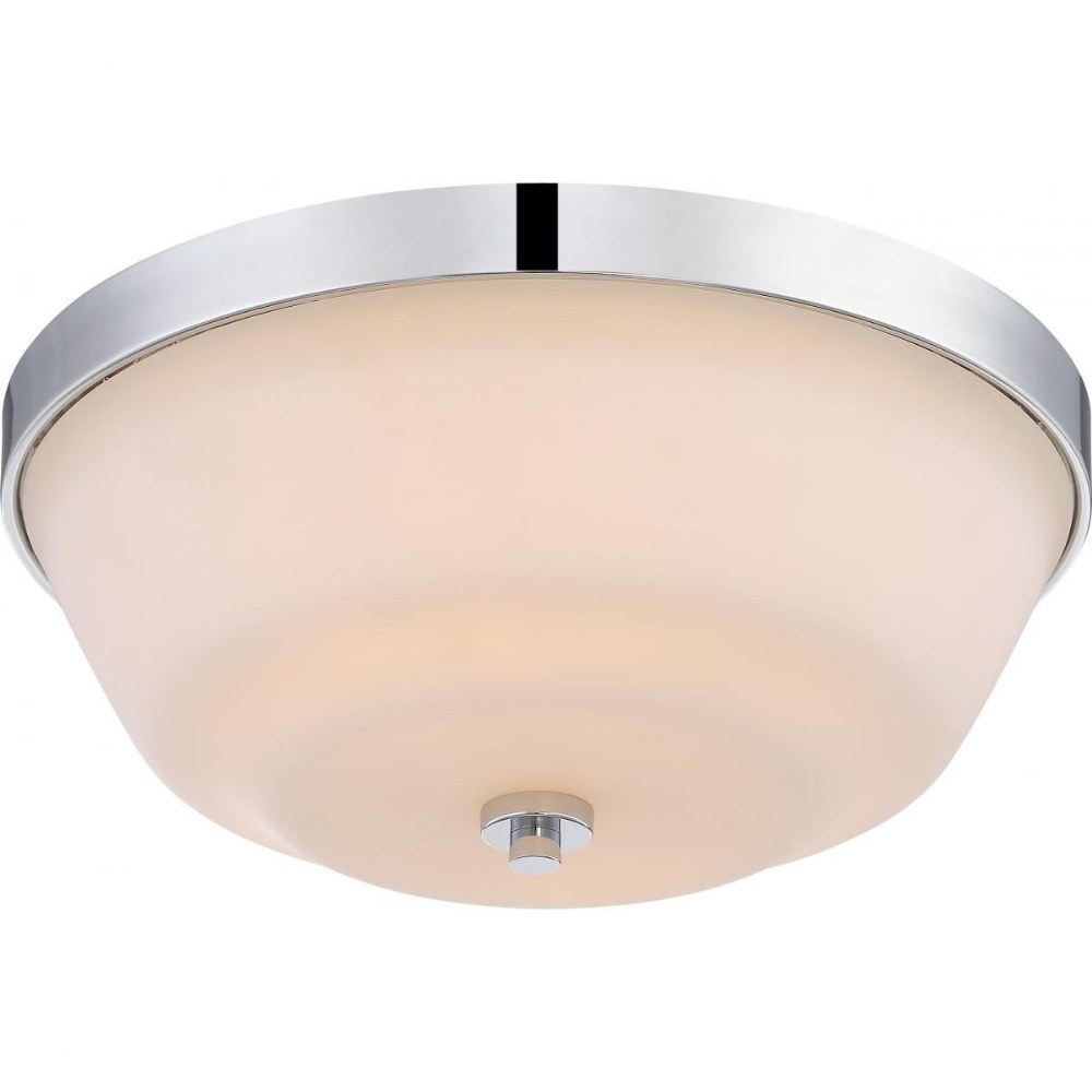 Nuvo Lighting-60/5804-Willow-Two Light Flush Mount-13.5 Inches Wide by 5.5 Inches High Polished Nickel  Forest Bronze Finish with White Glass