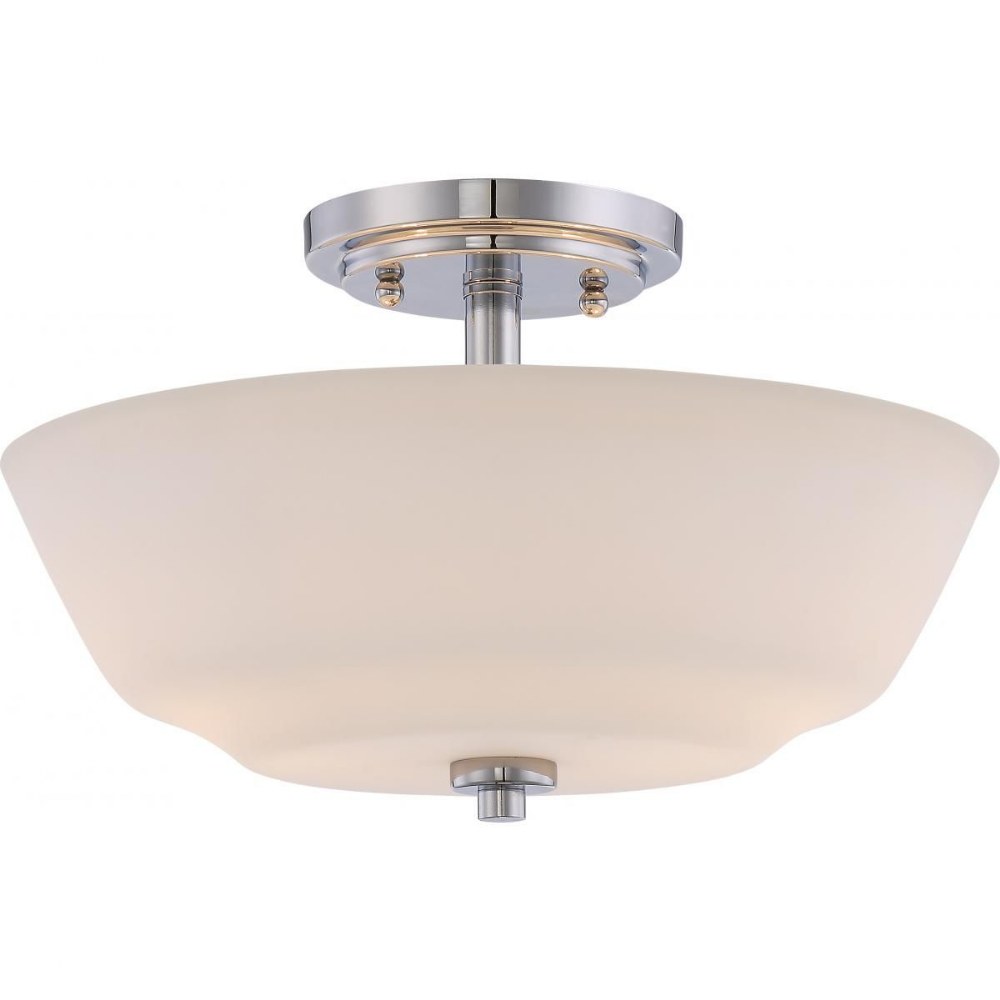 Nuvo Lighting-60/5806-Willow-Two Light Semi-Flush Mount-13 Inches Wide by 8 Inches High   Polished Nickel Finish with White Glass