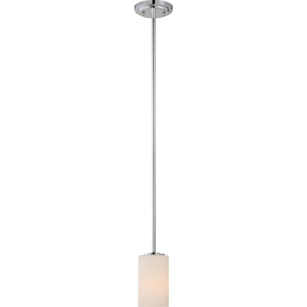 Nuvo Lighting-60/5808-Willow-One Light Mini-Pendant-3.88 Inches Wide by 44.63 Inches High Polished Nickel  Forest Bronze Finish with White Glass