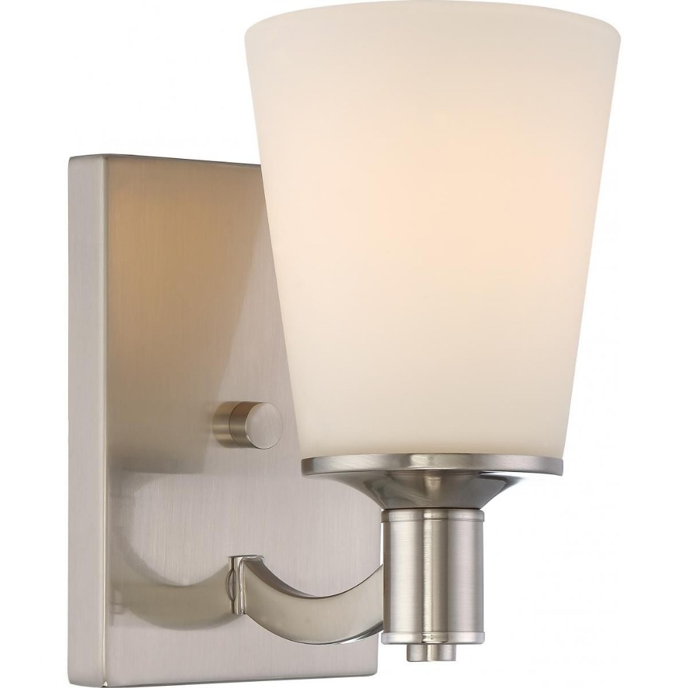 Nuvo Lighting-60/5821-Laguna-One Light Wall Sconce-5.13 Inches Wide by 8.5 Inches High   Brushed Nickel Finish with White Glass