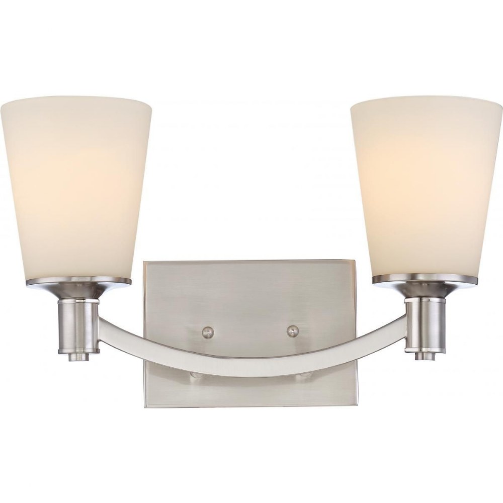 Nuvo Lighting-60/5822-Laguna-Two Light Bath Vantity-16 Inches Wide by 9 Inches High   Brushed Nickel Finish with White Glass