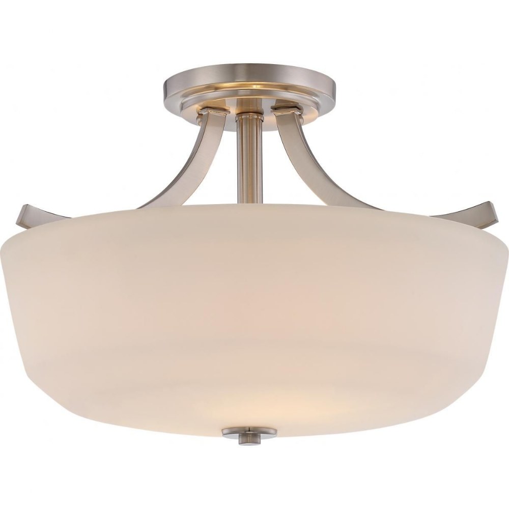 Nuvo Lighting-60/5826-Laguna-Two Light Semi-Flush Mount-15.25 Inches Wide by 10.63 Inches High   Brushed Nickel Finish with White Glass