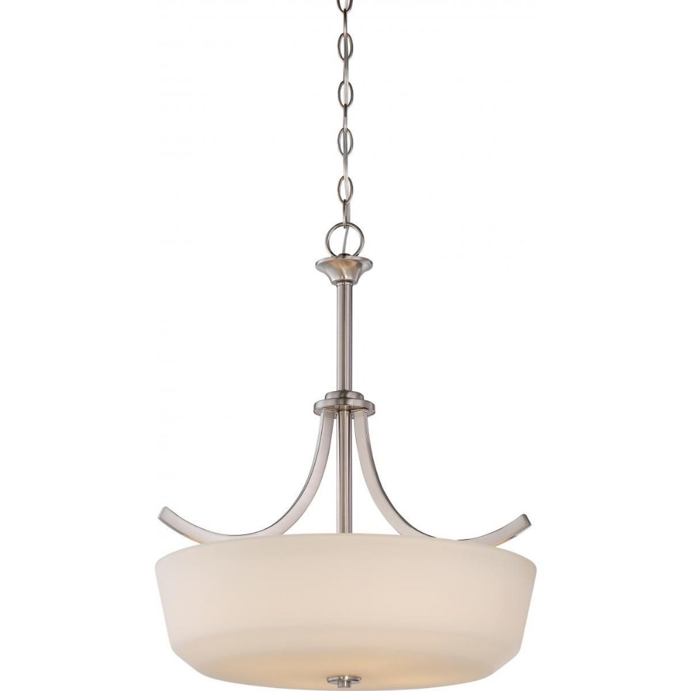 Nuvo Lighting-60/5827-Laguna-Four Light Pendant-19.5 Inches Wide by 22.38 Inches High   Brushed Nickel Finish with White Glass