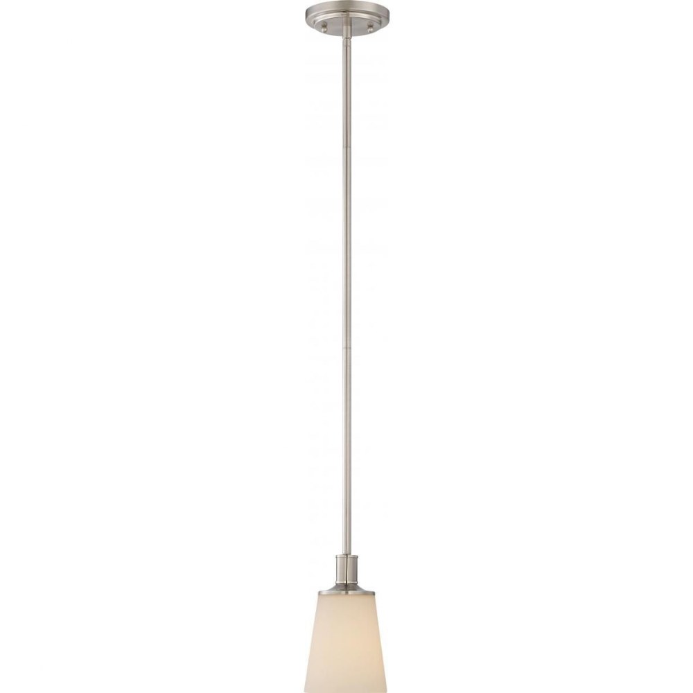 Nuvo Lighting-60/5828-Laguna-One Light Mini-Pendant-5.13 Inches Wide by 46.13 Inches High   Brushed Nickel Finish with White Glass