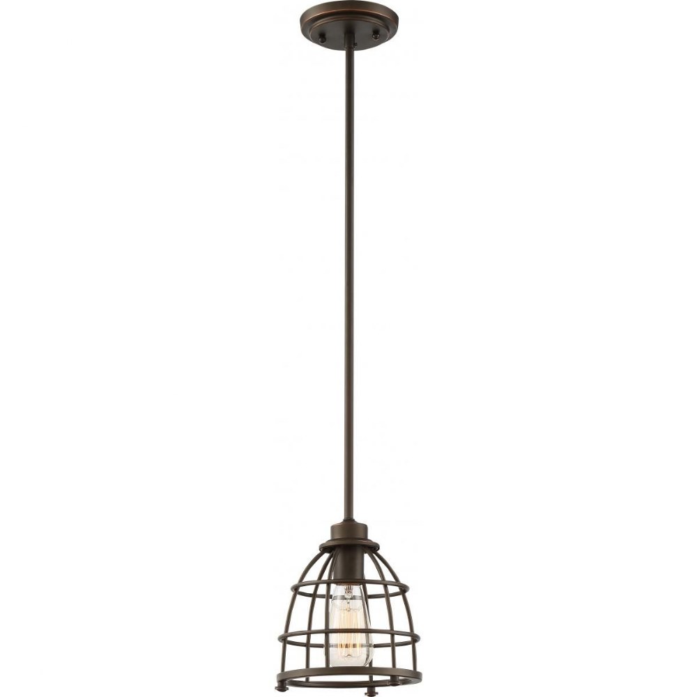 Nuvo Lighting-60/5847-Maxx-One Light Small Caged Pendant-7.25 Inches Wide by 46.5 Inches High   Mahogany Bronze Finish