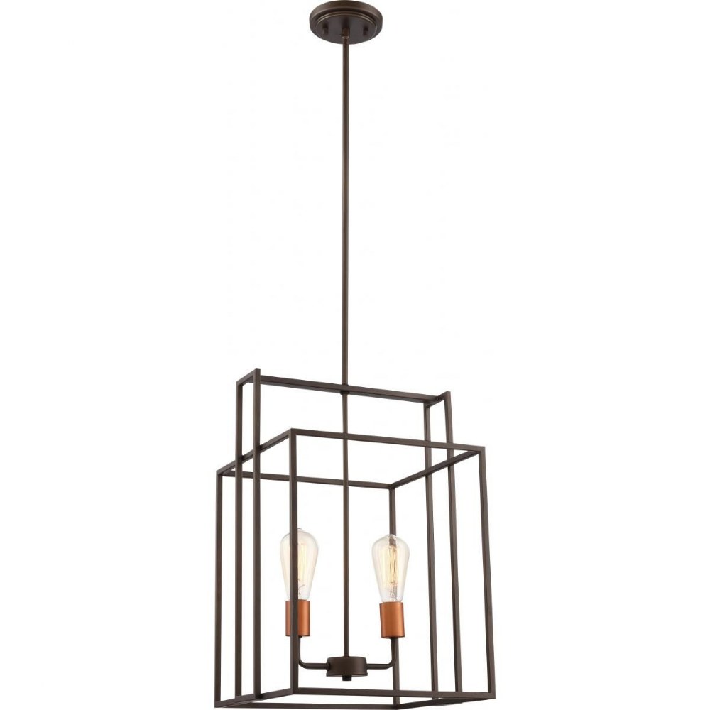 Nuvo Lighting-60/5852-Lake-Two Light Square Pendant-14 Inches Wide by 58.63 Inches High Bronze/Copper  Iron Black/Brushed Nickel Finish