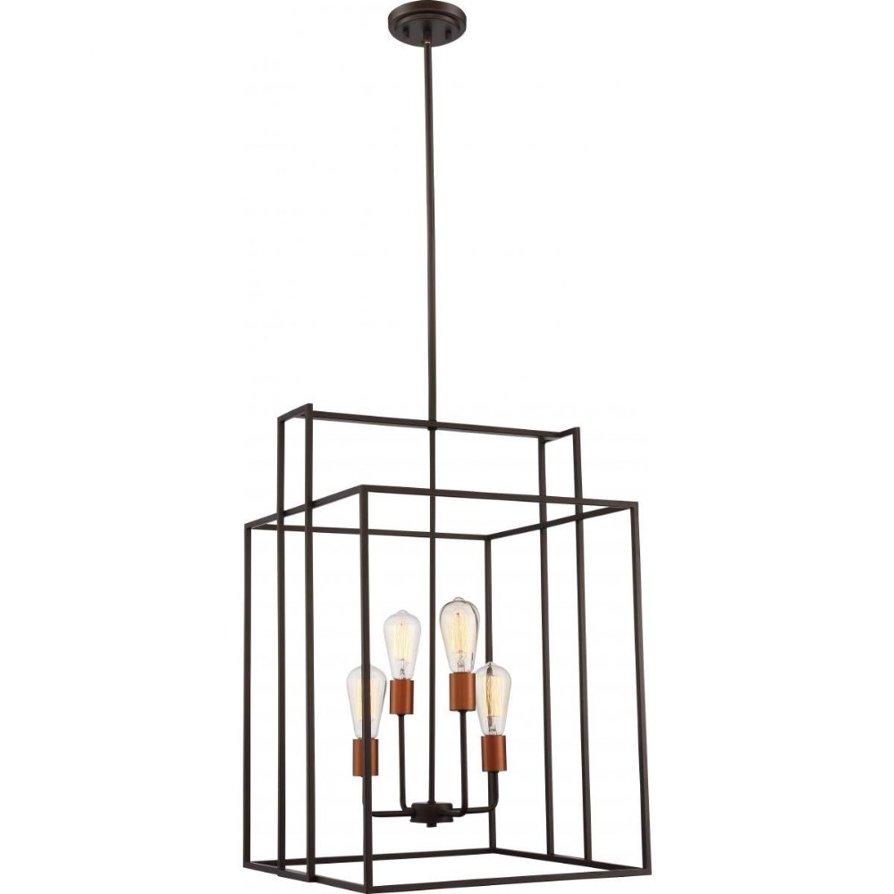 Nuvo Lighting-60/5853-Lake-Four Light Square Pendant-19 Inches Wide by 65.75 Inches High Bronze/Copper  Iron Black/Brushed Nickel Finish