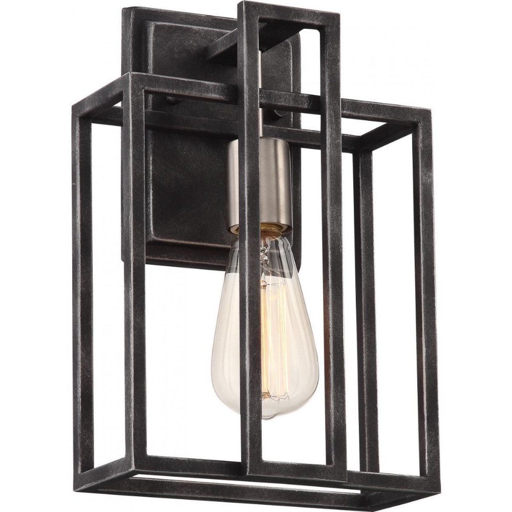 Nuvo Lighting-60/5856-Lake-One Light Wall Sconce-8 Inches Wide by 12 Inches High   Iron Black/Brushed Nickel Finish