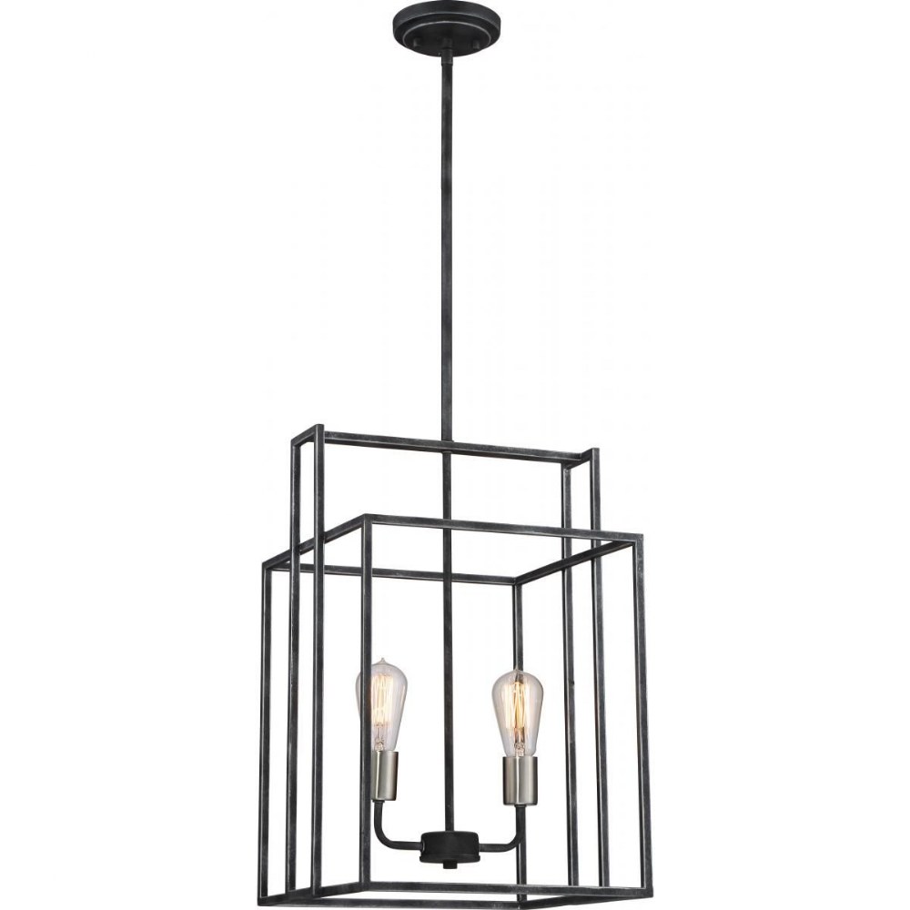 Nuvo Lighting-60/5857-Lake-Two Light Square Pendant-14 Inches Wide by 58.63 Inches High   Iron Black/Brushed Nickel Finish