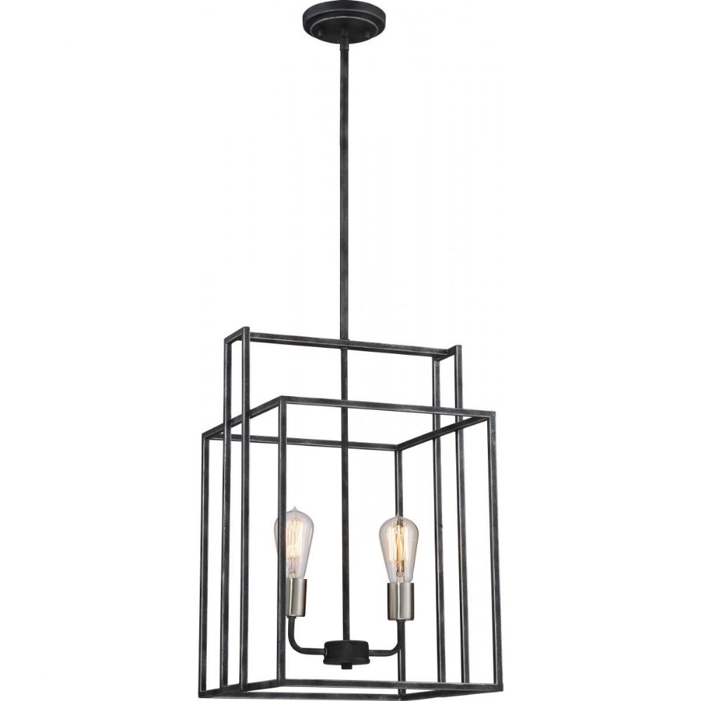 Nuvo Lighting-60/5857-Lake-Two Light Square Pendant-14 Inches Wide by 58.63 Inches High Iron Black/Brushed Nickel  Iron Black/Brushed Nickel Finish