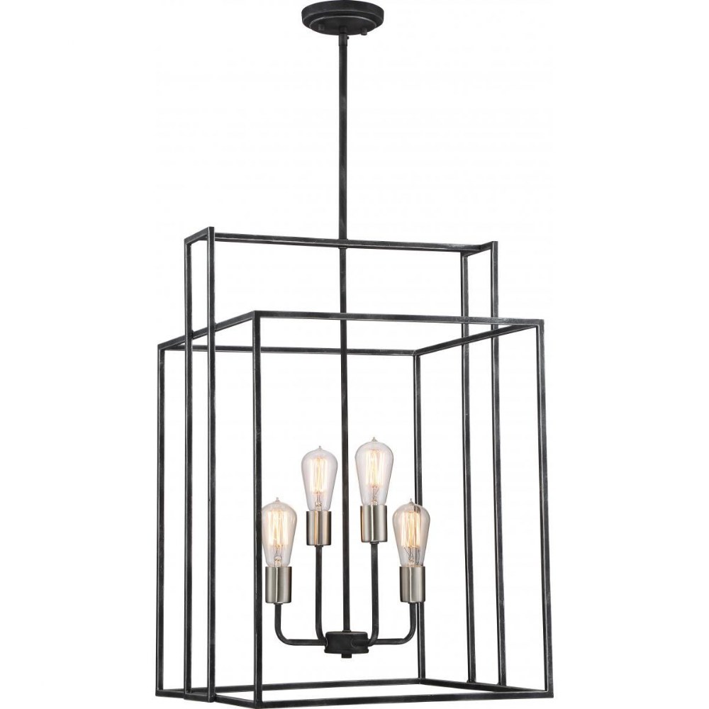 Nuvo Lighting-60/5858-Lake-Four Light Square Pendant-19 Inches Wide by 65.75 Inches High Iron Black/Brushed Nickel  Iron Black/Brushed Nickel Finish