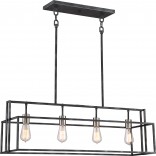 Nuvo Lighting-60/5859-Lake-Four Light Island-10 Inches Wide by 53 Inches High   Iron Black/Brushed Nickel Finish