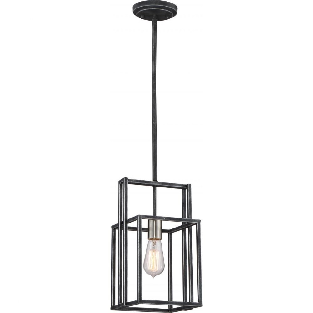 Nuvo Lighting-60/5860-Lake-One Light Mini-Pendant-8.13 Inches Wide by 51.88 Inches High   Iron Black/Brushed Nickel Finish