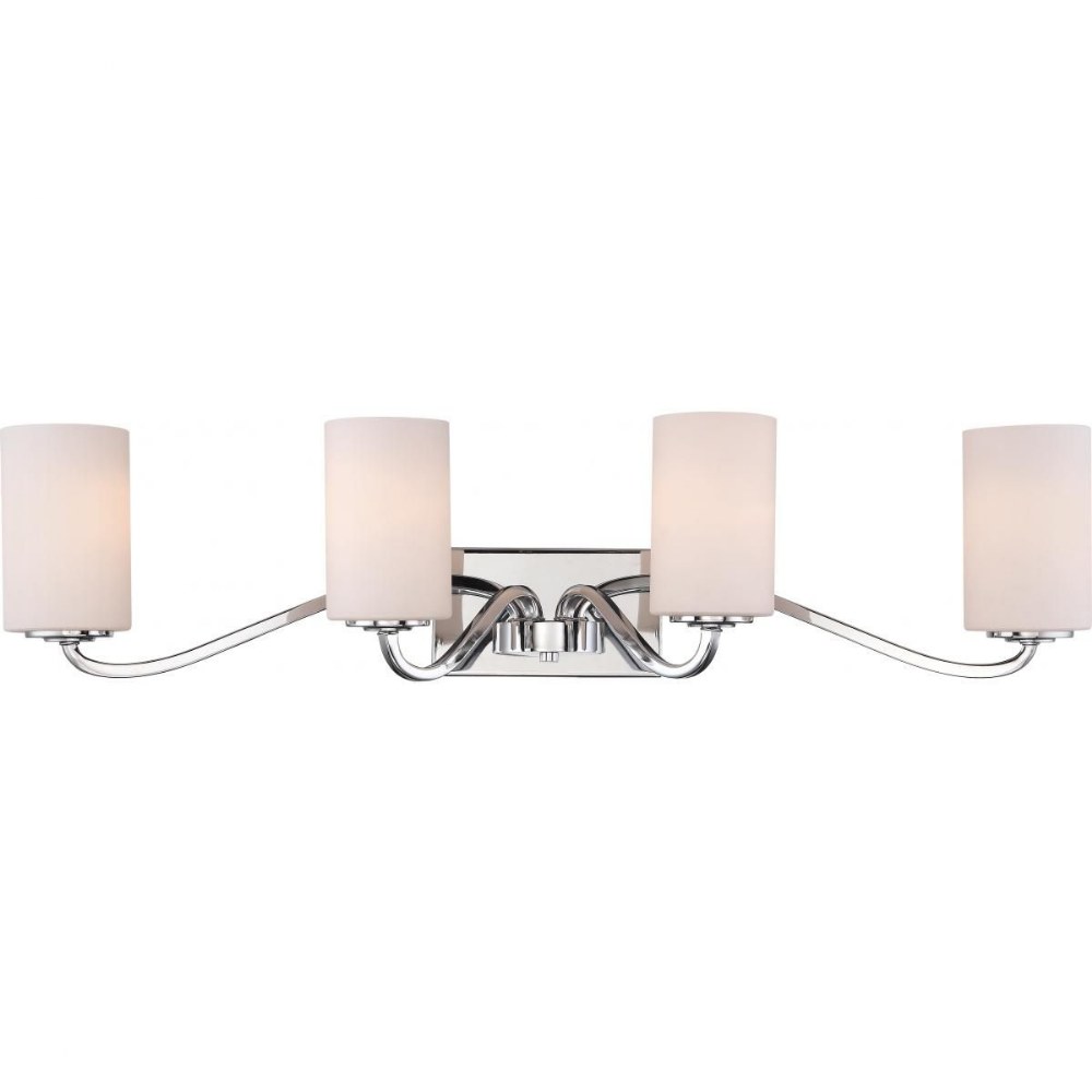 Nuvo Lighting-60/5871-Willow-Four Light Bath Vantity-34 Inches Wide by 8.25 Inches High   Polished Nickel Finish with White Glass