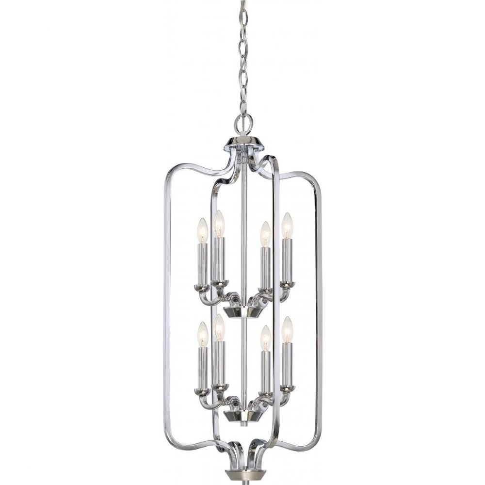 Nuvo Lighting-60/5872-Willow-Eight Light 2-Tier Cage Pendant-17 Inches Wide by 34 Inches High   Polished Nickel Finish