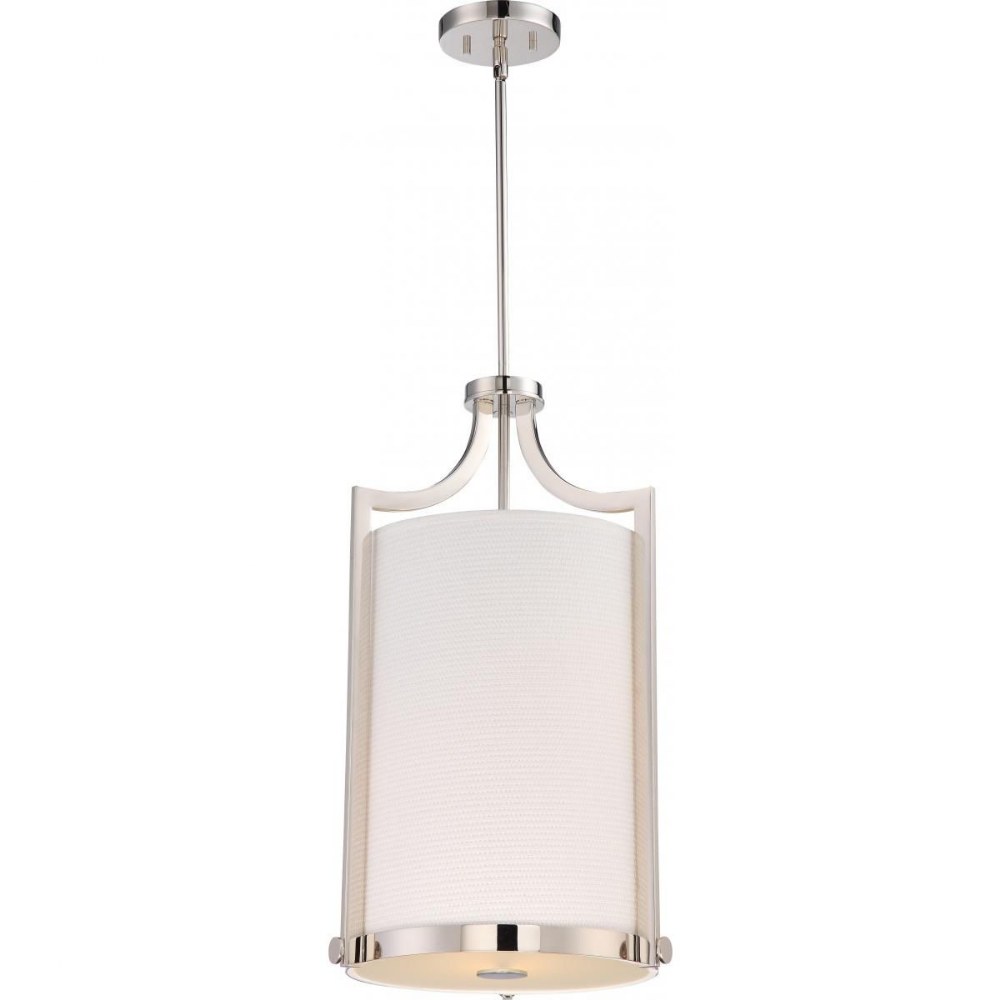 Nuvo Lighting-60/5882-Meadow-Three Light Foyer-14 Inches Wide by 24 Inches High Polished Nickel  Russet Bronze Finish with White Fabric Shade