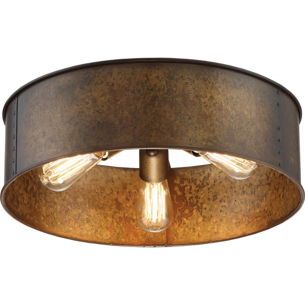 Nuvo Lighting-60/5893-Kettle-Three Light Flush Mount-12 Inches Wide by 8 Inches High   Weathered Brass Finish