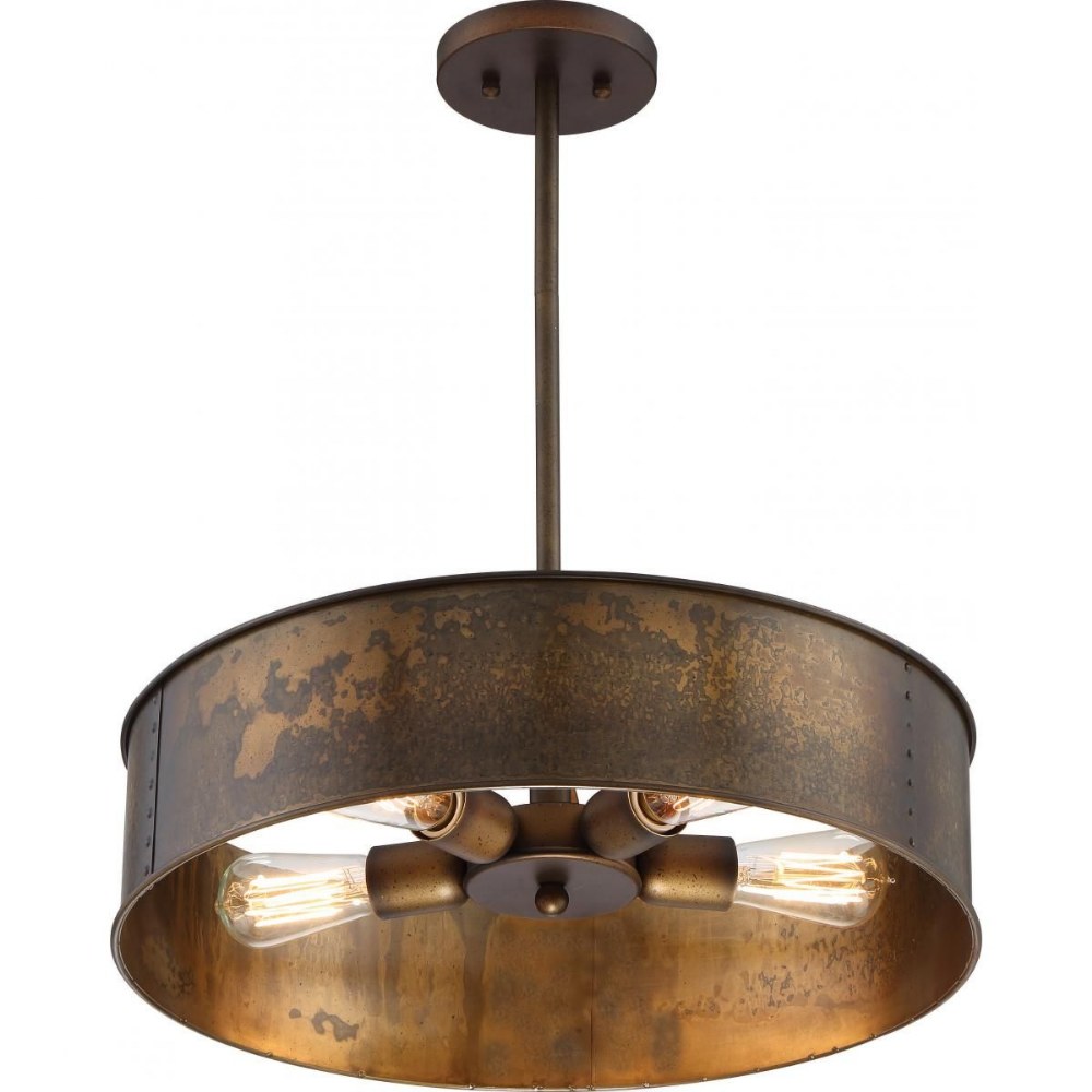 Nuvo Lighting-60/5894-Kettle-Four Light Pendant-20 Inches Wide by 41 Inches High   Weathered Brass Finish