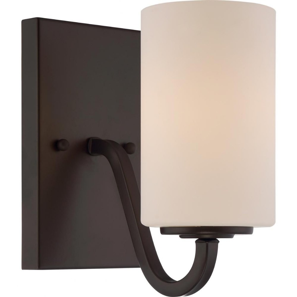 Nuvo Lighting-60/5901-Willow-One Light Wall Sconce-4.38 Inches Wide by 8.63 Inches High Forest Bronze  Forest Bronze Finish with White Glass