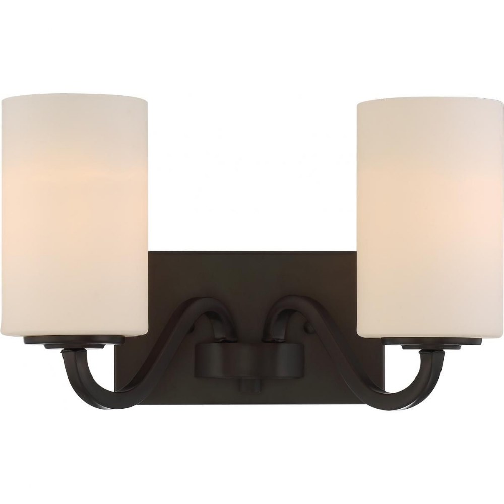 Nuvo Lighting-60/5902-Willow-Two Light Bath Vantity-14 Inches Wide by 8 Inches High   Forest Bronze Finish with White Glass