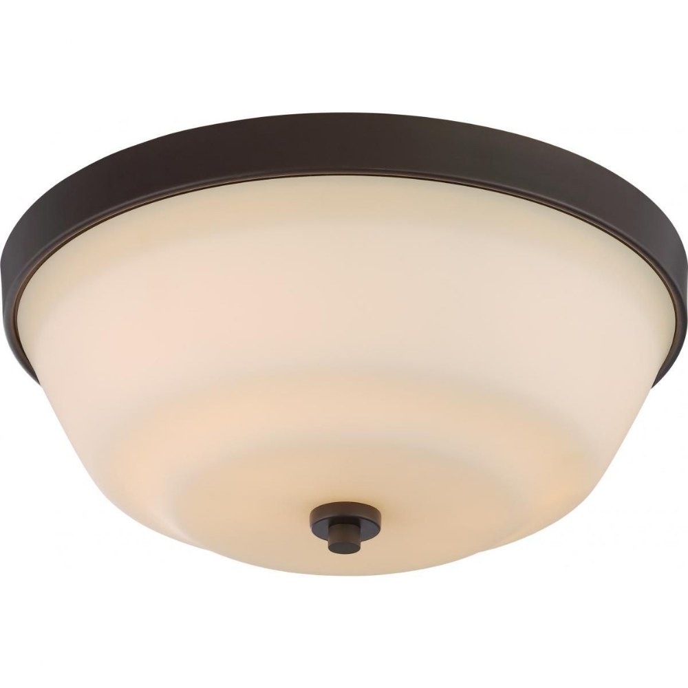 Nuvo Lighting-60/5904-Willow-Two Light Flush Mount-13.5 Inches Wide by 5.5 Inches High   Forest Bronze Finish with White Glass