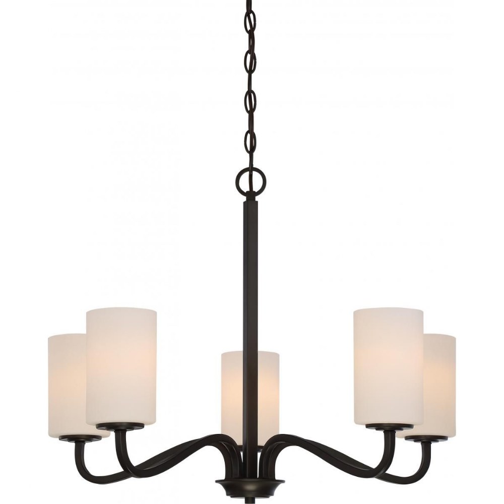 Nuvo Lighting-60/5905-Willow-Five Light Chandelier-27 Inches Wide by 21 Inches High Forest Bronze  Forest Bronze Finish with White Glass