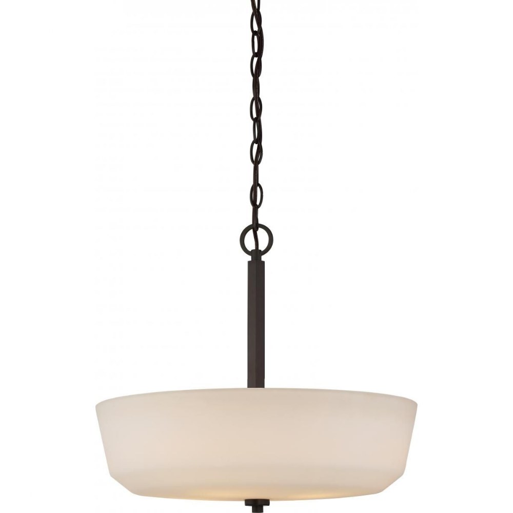 Nuvo Lighting-60/5907-Willow-Four Light Pendant-18 Inches Wide by 17.63 Inches High   Forest Bronze Finish with White Glass
